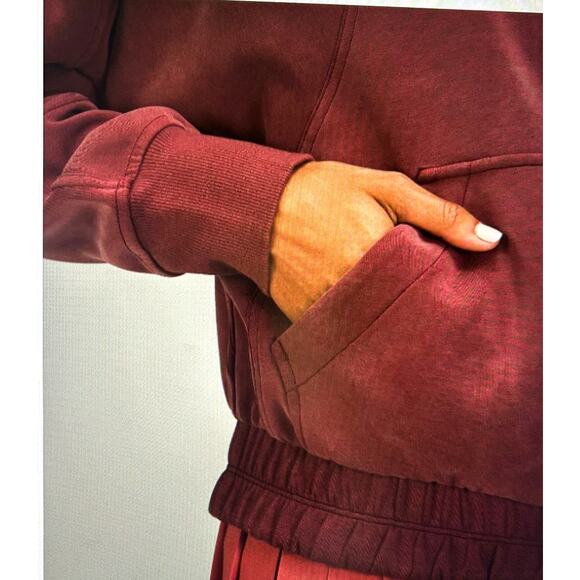Lululemon Brushed Sofstream Funnel-Neck Zip Up Sweatshirt Red Wine Womens 14 - Picture 5 of 13